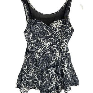 Shore Shapes Women's Paisley Print One Piece Swimsuit Black Size 12 Stretch